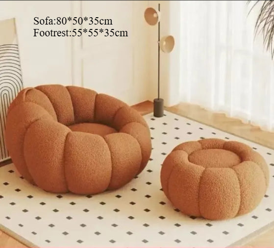 Pumpkin Bliss – Cream-Style Reclining Floor Chair for Cozy Bedrooms & Balconies