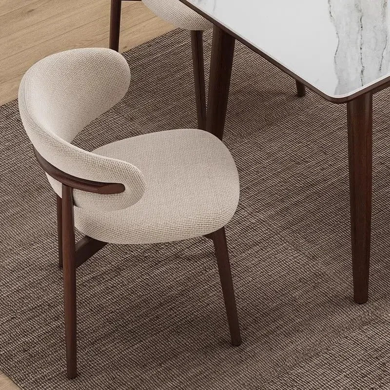 Nordic Light Luxury Dining Chair Minimalist Solid Wood Frame