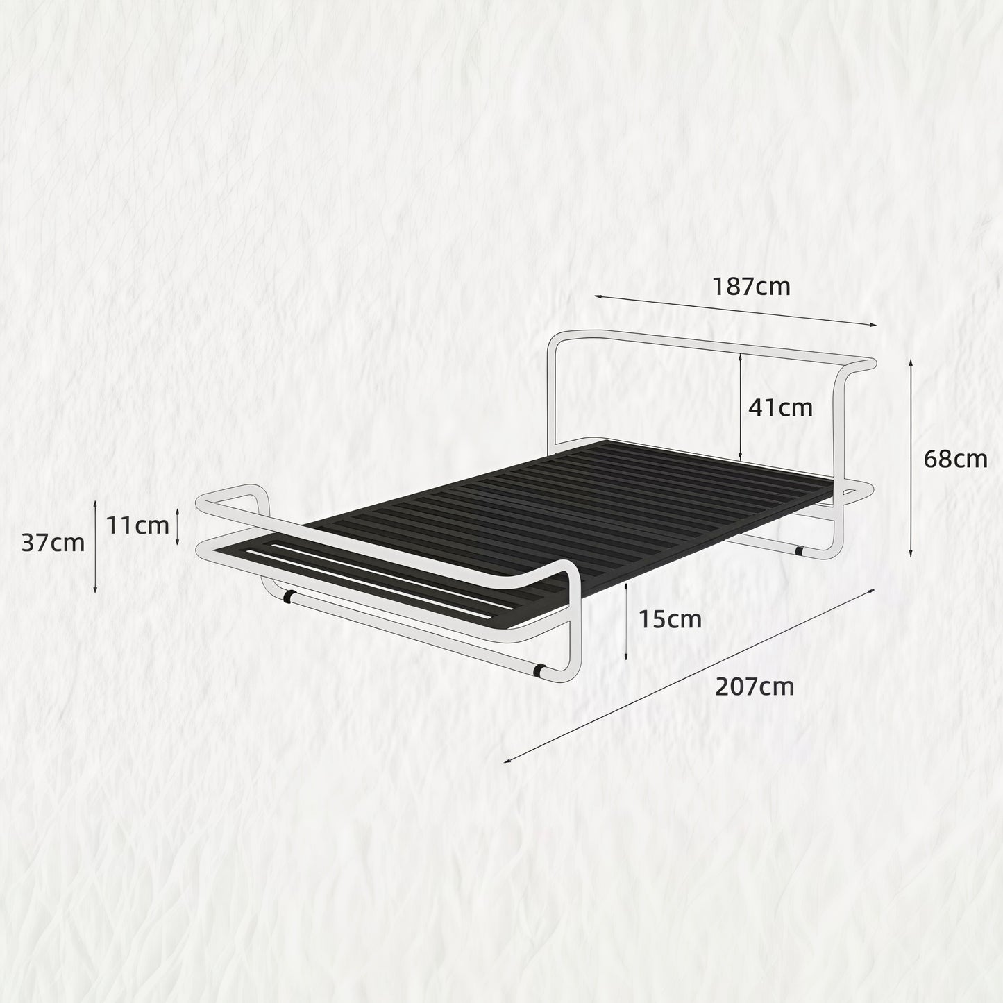 Bauhaus-style Kromvik Stainless Steel Double Bed