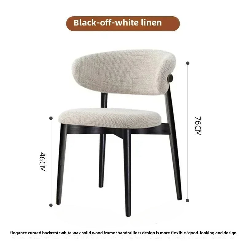 Nordic Light Luxury Dining Chair Minimalist Solid Wood Frame