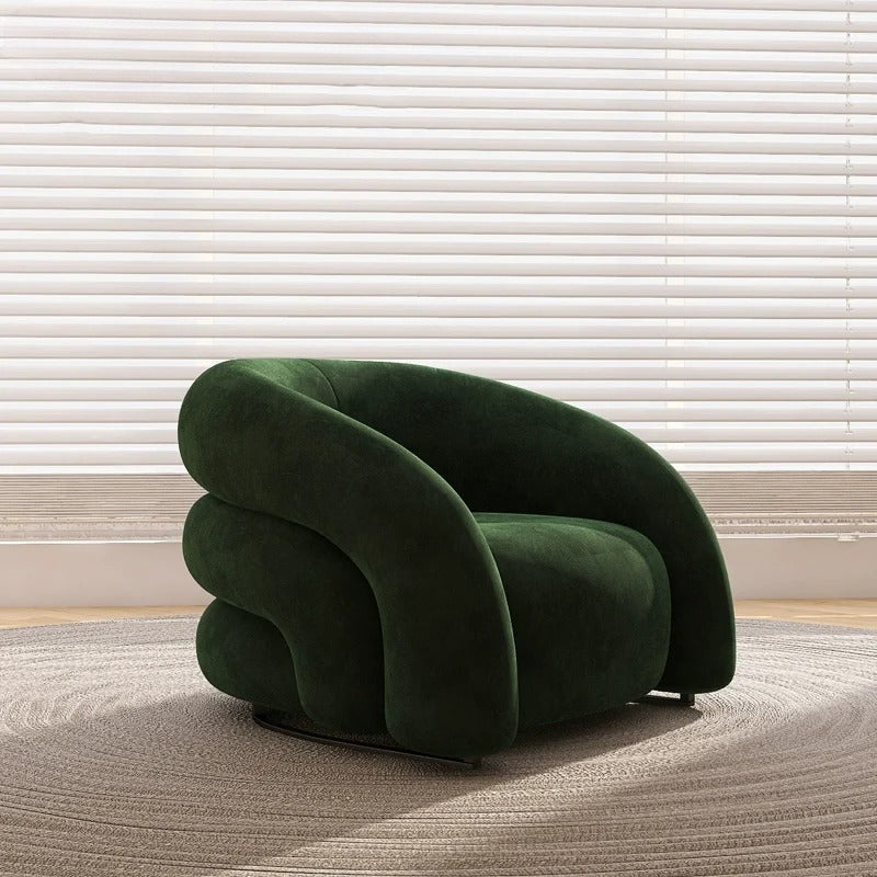 Designer Single Fabric Curved Armchair -Sleek And Comfortable Sofa