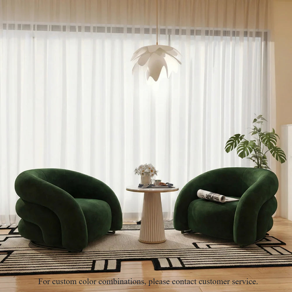 Sillón curvo de tela de diseño: un sofá elegante y cómodo