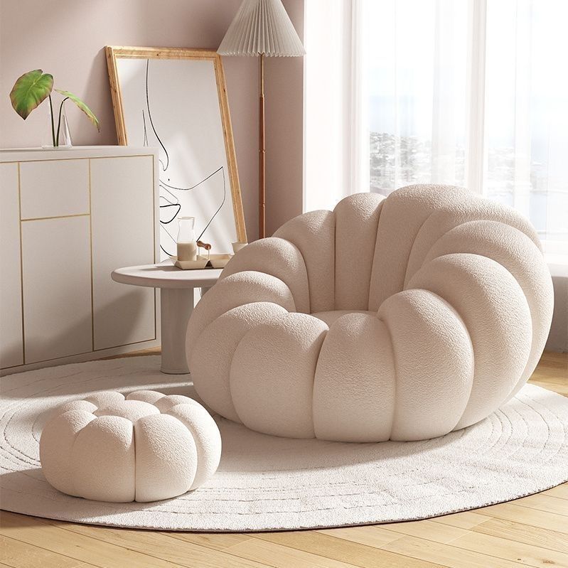 Pumpkin Bliss – Cream-Style Reclining Floor Chair for Cozy Bedrooms & Balconies