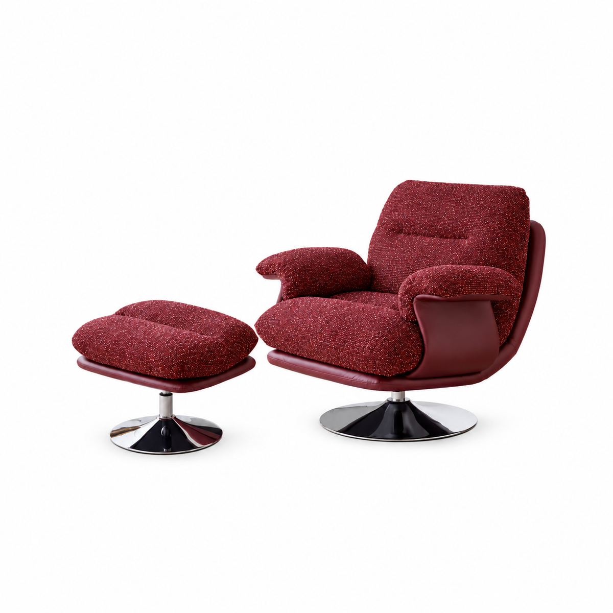 Burgundy Swivel Lounge Chair – Retro Style & Reclining Comfort