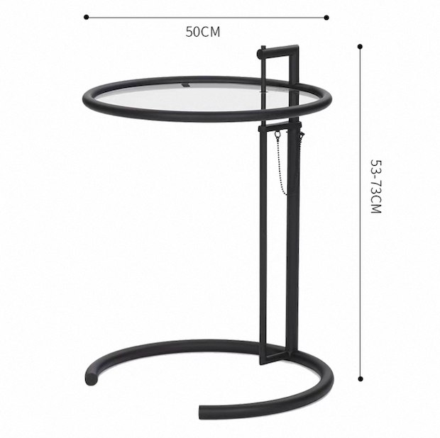 E-1027 Adjustable End Table Replica – Modern Glass & Stainless Steel Design
