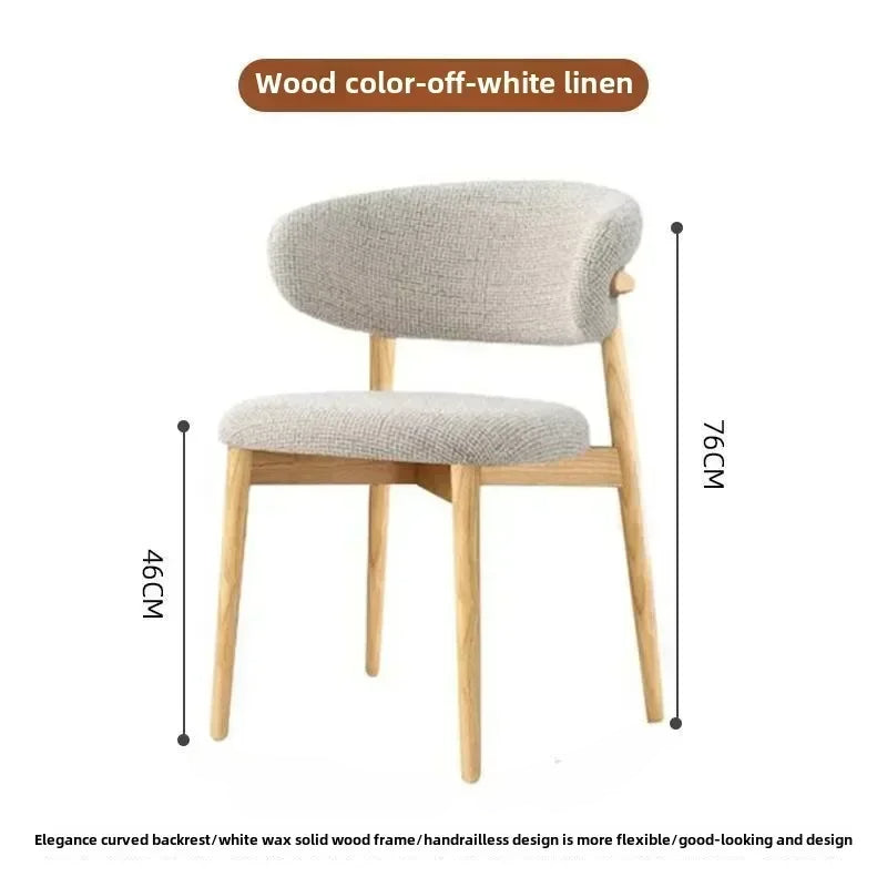 Nordic Light Luxury Dining Chair Minimalist Solid Wood Frame
