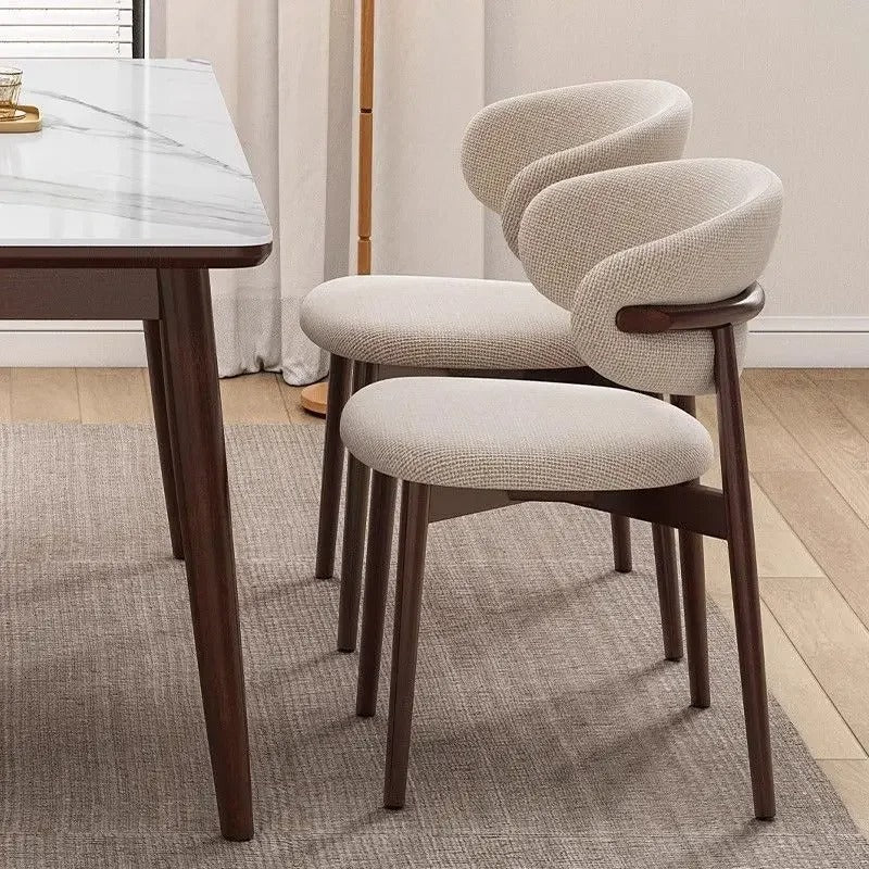 Nordic Light Luxury Dining Chair Minimalist Solid Wood Frame