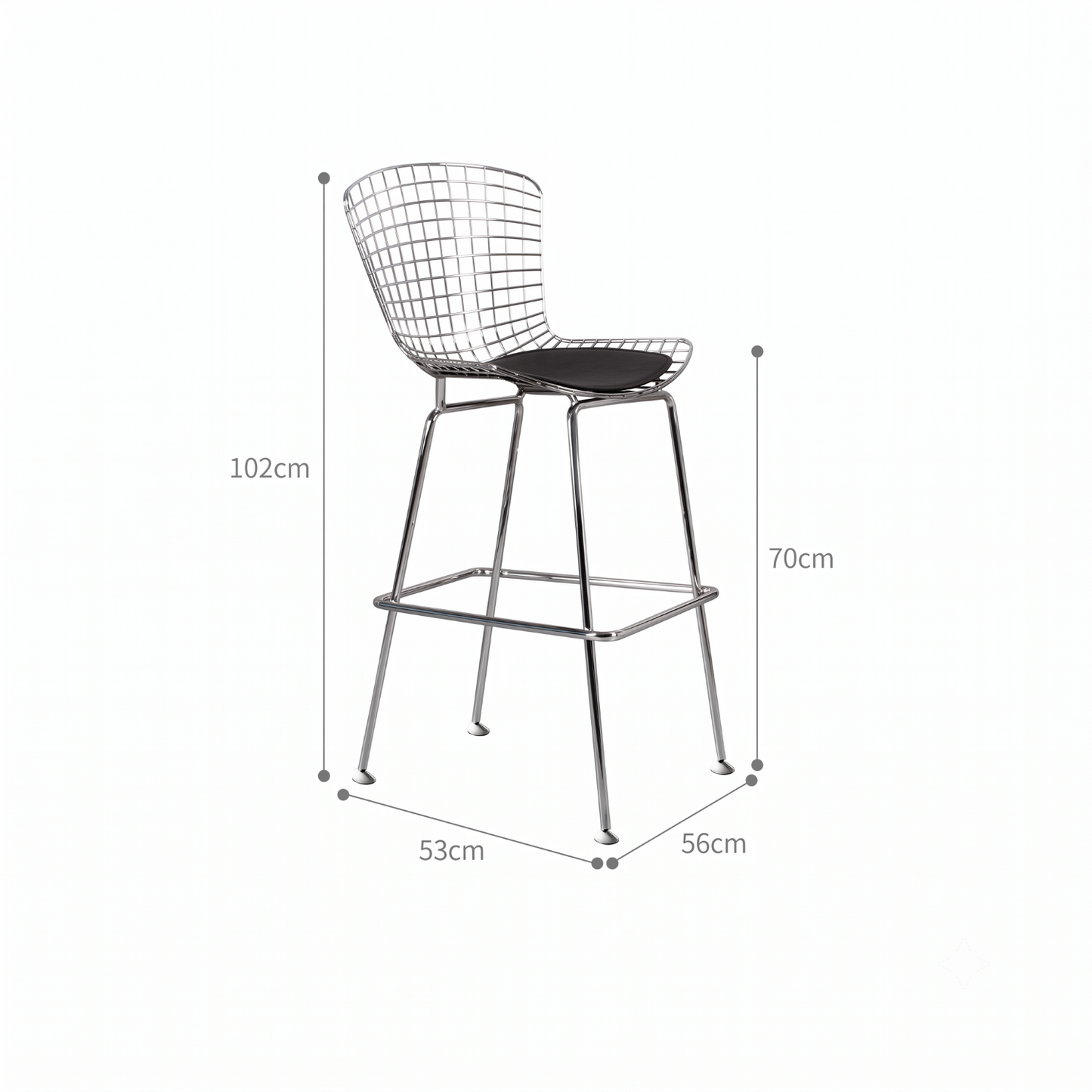 Mid-Century Modern Bauhaus Dining Chair — Minimalist Designer Steel Backrest Chair for Home