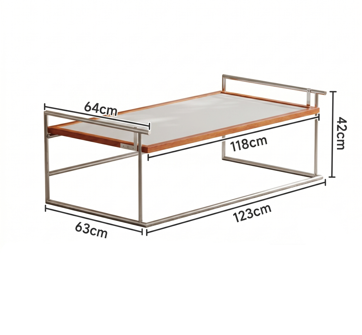 Mesa de centro estilo Bauhaus con estructura de acero inoxidable: moderna mesa auxiliar que ahorra espacio