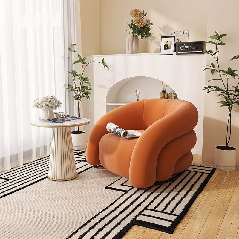 Designer Single Fabric Curved Armchair Lazy Lounge Chair Luxury Premium Compact
