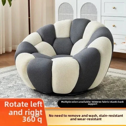 Bloom in Comfort – Pumpkin Puff Swivel Lounge Chair