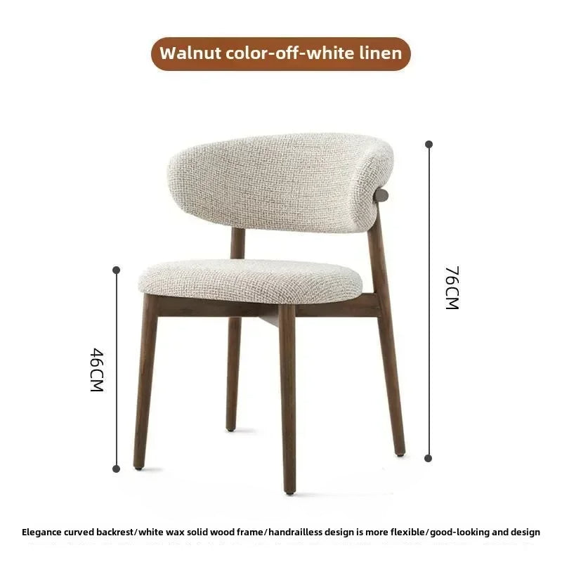 Nordic Light Luxury Dining Chair Minimalist Solid Wood Frame