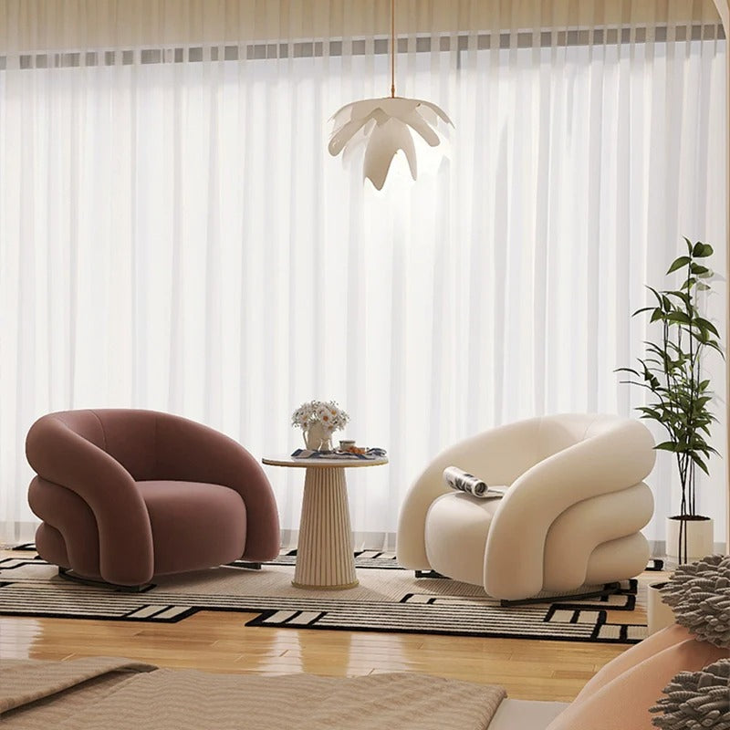 Designer Single Fabric Curved Armchair -Sleek And Comfortable Sofa