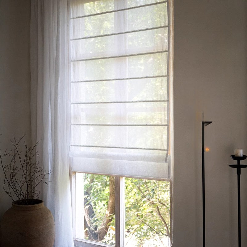 Pure Linen Roman Shade – Effortless Elegance in Every Fold