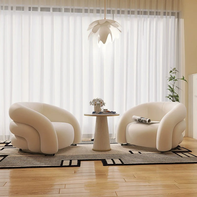 Designer Single Fabric Curved Armchair -Sleek And Comfortable Sofa