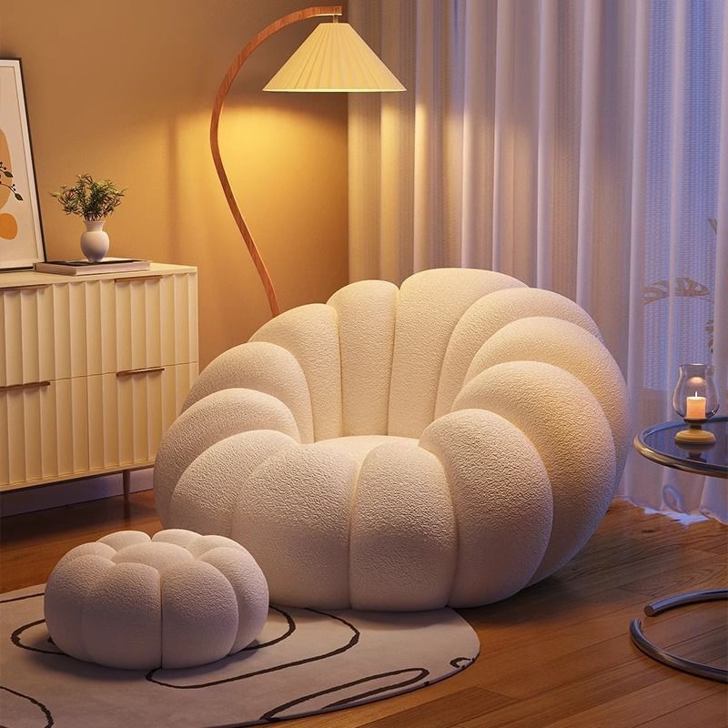 Pumpkin Bliss – Cream-Style Reclining Floor Chair for Cozy Bedrooms & Balconies