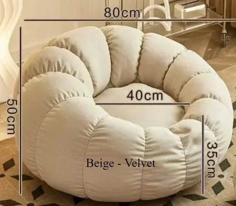 Pumpkin Bliss – Cream-Style Reclining Floor Chair for Cozy Bedrooms & Balconies
