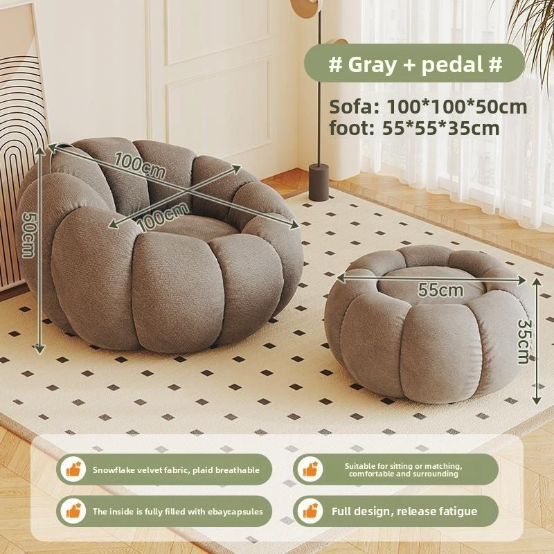 Pumpkin Bliss – Cream-Style Reclining Floor Chair for Cozy Bedrooms & Balconies