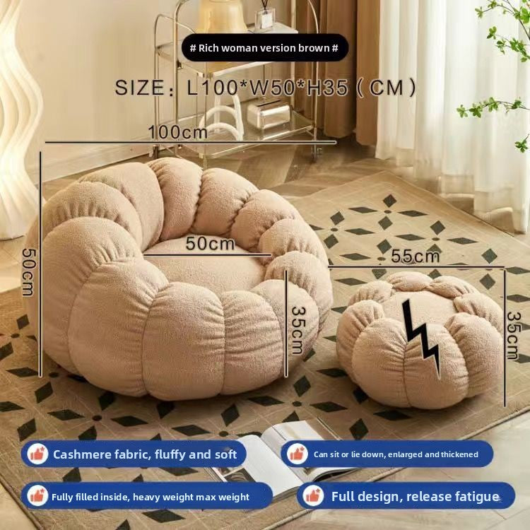 Pumpkin Bliss – Cream-Style Reclining Floor Chair for Cozy Bedrooms & Balconies