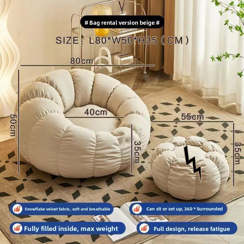 Pumpkin Bliss – Cream-Style Reclining Floor Chair for Cozy Bedrooms & Balconies