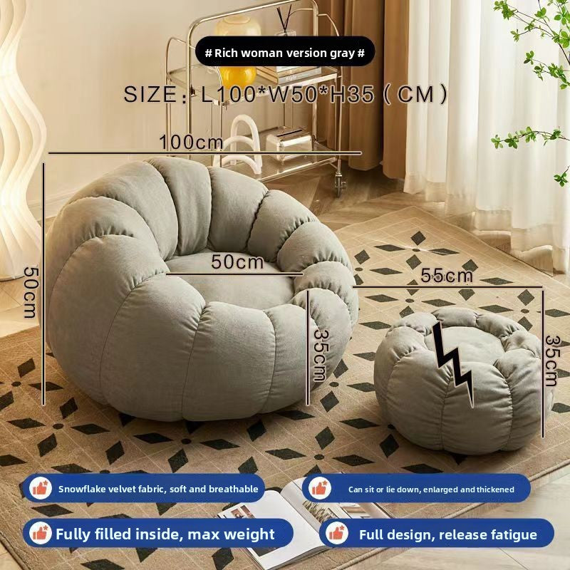 Pumpkin Bliss – Cream-Style Reclining Floor Chair for Cozy Bedrooms & Balconies