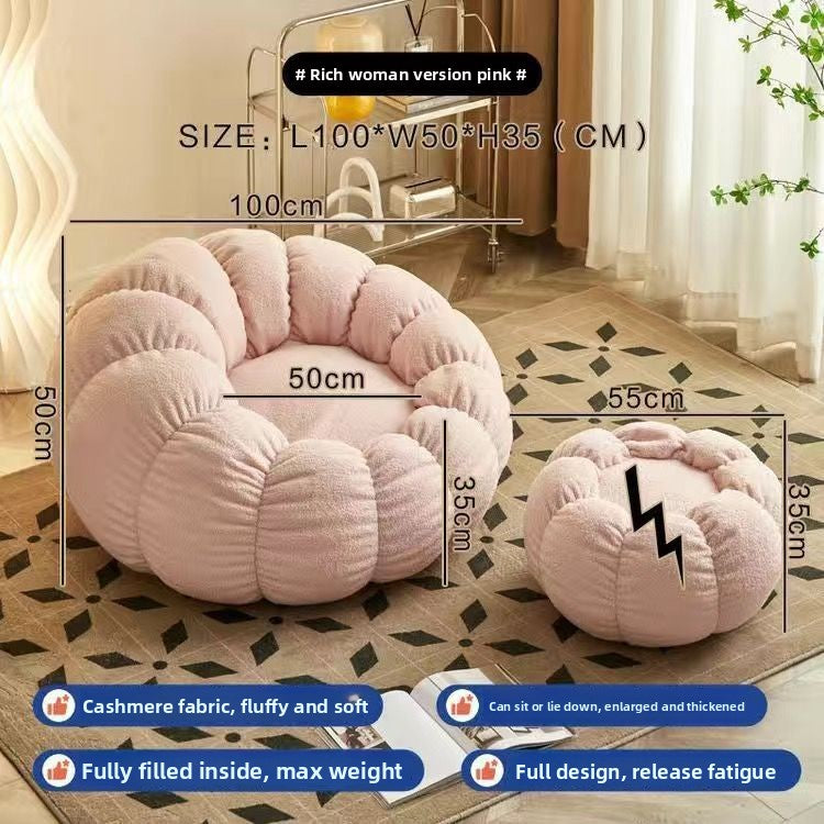Pumpkin Bliss – Cream-Style Reclining Floor Chair for Cozy Bedrooms & Balconies