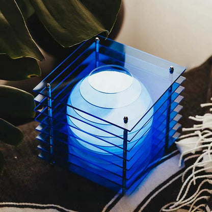 Mid-Century Layered Acrylic Table Lamp – Premium Floating Sunset Ambient Decor
