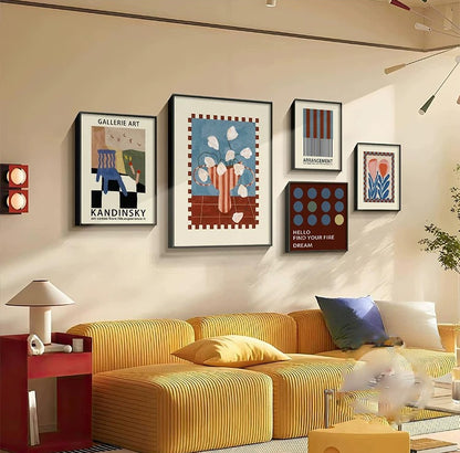 Mid-Century Bauhaus Wall Art – Vibrant Dopamine Geometric Prints for Living Room & Bedroom