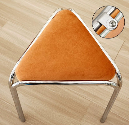 Bauhaus Stainless Steel Triangle Stool — Stackable Mid-Century Modern Design for Dining & Vanity