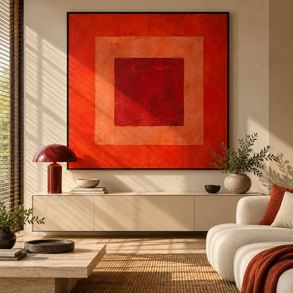 Josef Albers Inspired Bauhaus Geometric Abstract Wall Art - Layered Colour Block Print