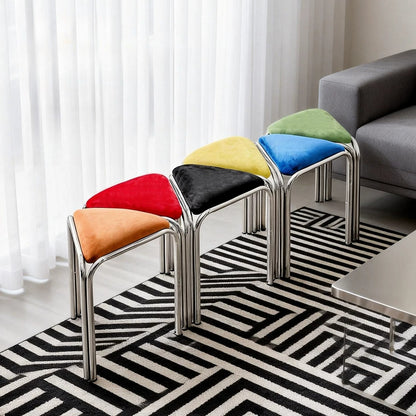 Bauhaus Stainless Steel Triangle Stool — Stackable Mid-Century Modern Design for Dining & Vanity