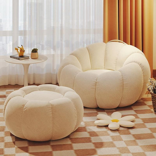 Pumpkin Bliss – Cream-Style Reclining Floor Chair for Cozy Bedrooms & Balconies