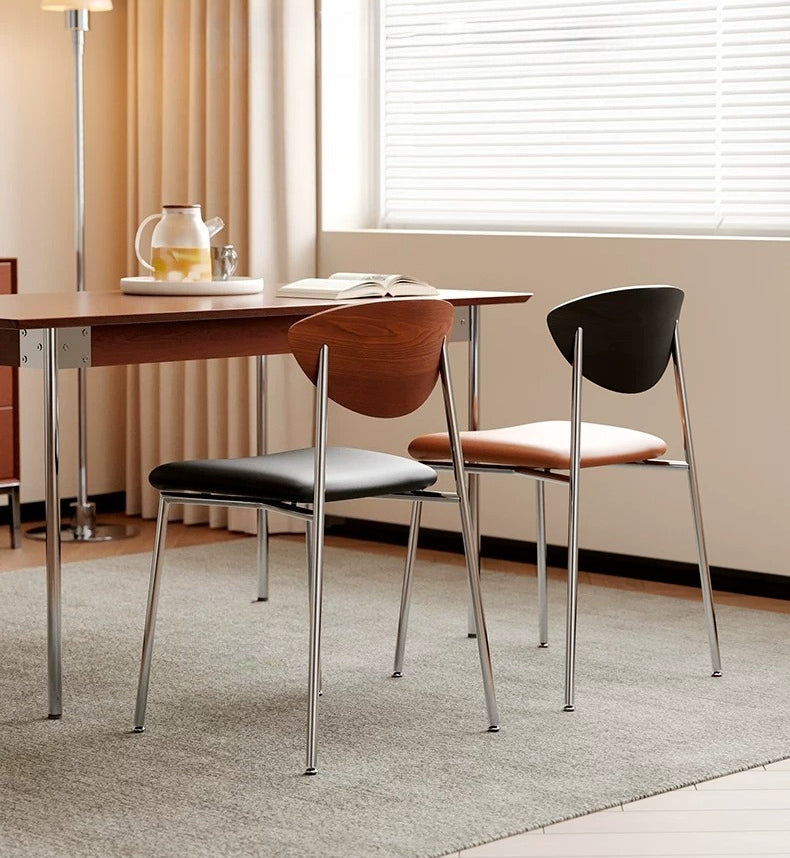 Retro Stainless Steel Lounge Chair – Mid-Century Designer Dining Seat for Cafe & Modern Home