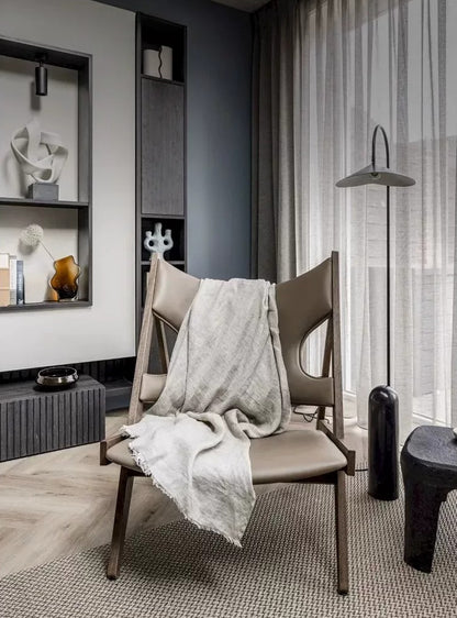 Solid Wood High-Back Lounge Chair — Minimalist Luxury & Creative Designer Style