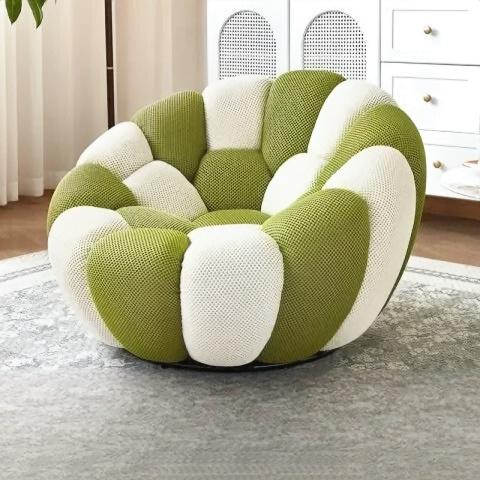 Bloom in Comfort – Pumpkin Puff Swivel Lounge Chair