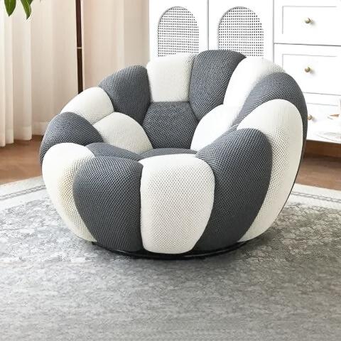Bloom in Comfort – Pumpkin Puff Swivel Lounge Chair