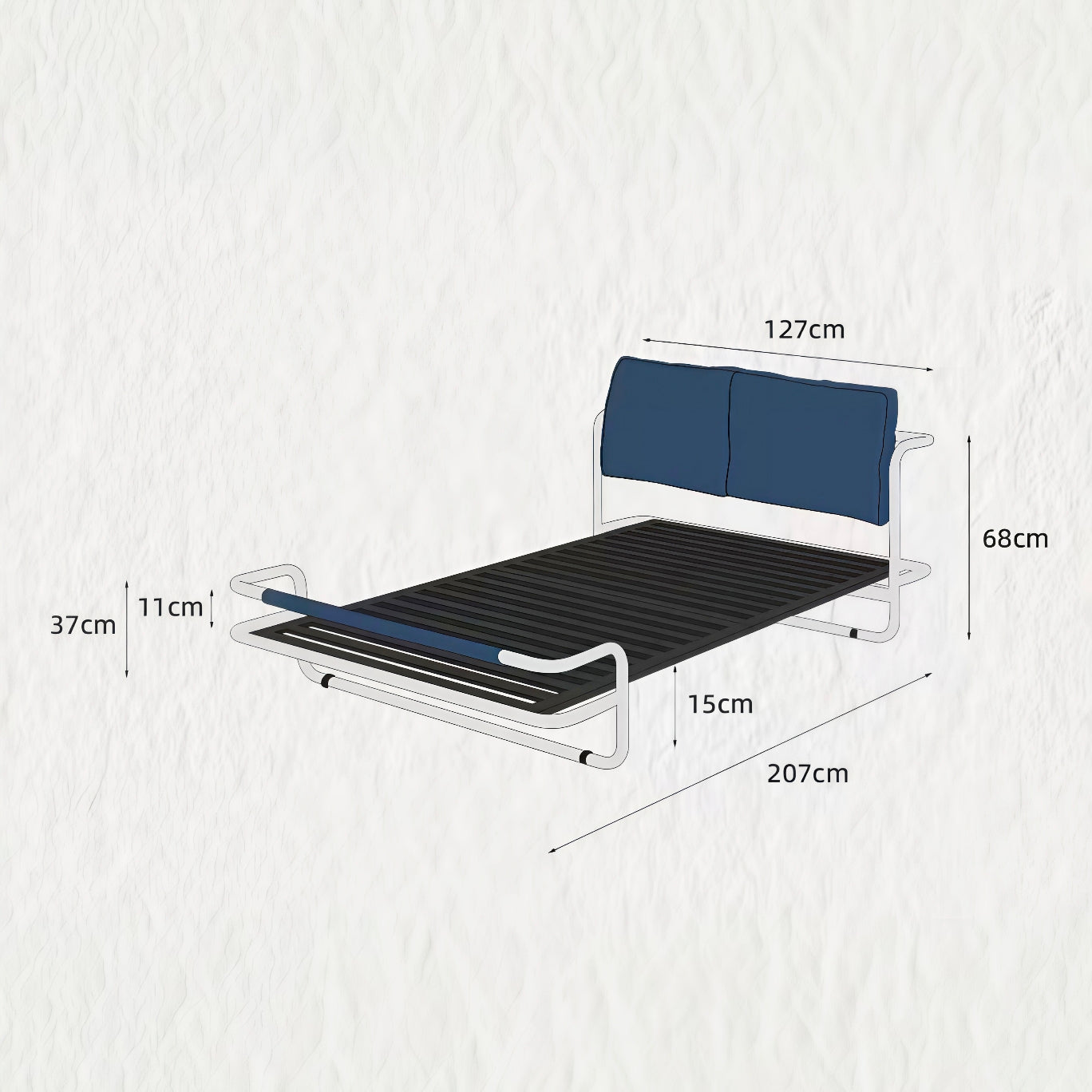 Bauhaus-style Kromvik Stainless Steel Double Bed