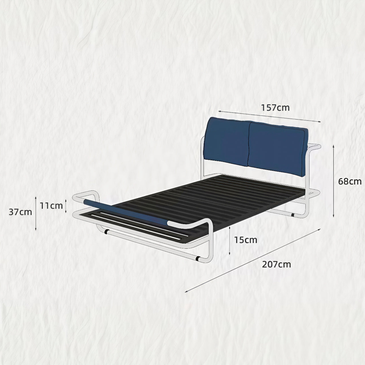 Bauhaus-style Kromvik Stainless Steel Double Bed