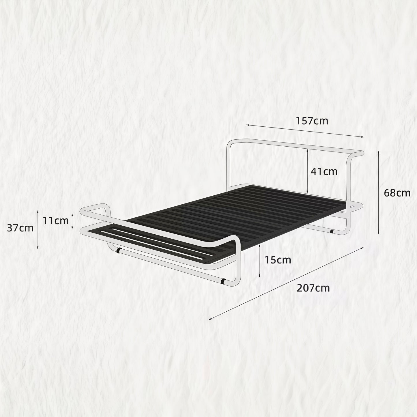 Bauhaus-style Kromvik Stainless Steel Double Bed