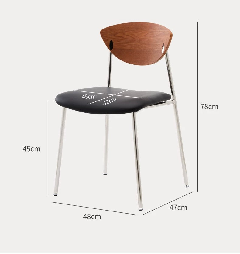 Retro Stainless Steel Lounge Chair – Mid-Century Designer Dining Seat for Cafe & Modern Home