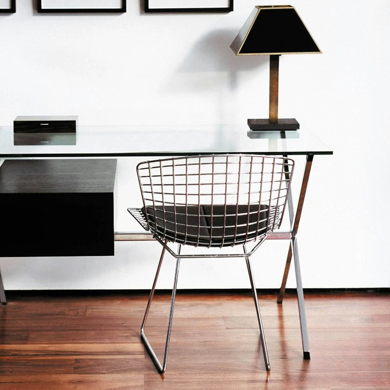 Mid-Century Modern Bauhaus Dining Chair — Minimalist Designer Steel Backrest Chair for Home