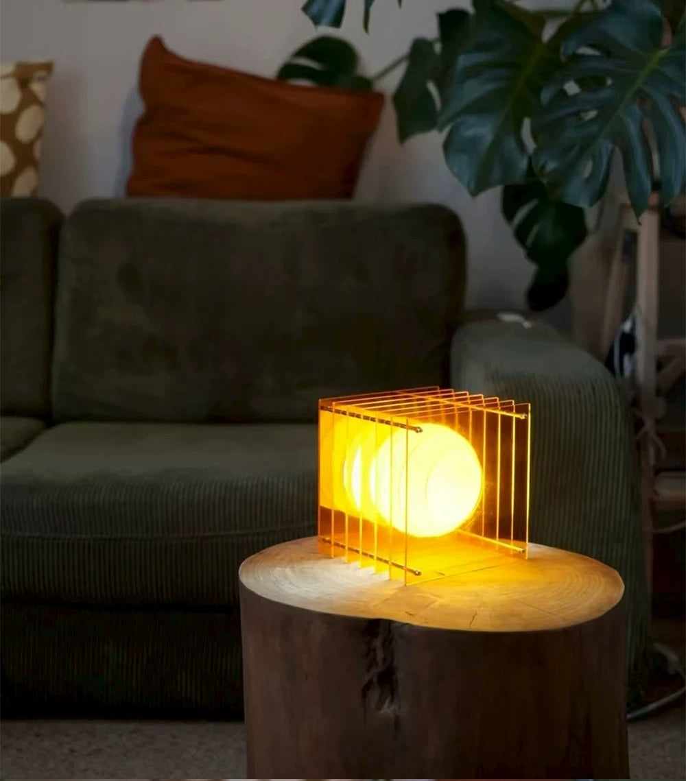 Mid-Century Layered Acrylic Table Lamp – Premium Floating Sunset Ambient Decor