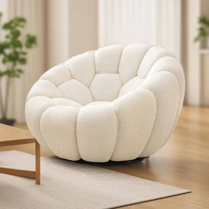 Bloom in Comfort – Pumpkin Puff Swivel Lounge Chair