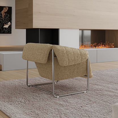 Sillón Bauhaus Bouclé — Sofá individual moderno de mediados de siglo para sala de estar
