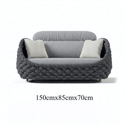 Rattan Sofa-Outdoor Wicker Patio Garden Sectional Furniture Set Loveseat for Balcony Villa