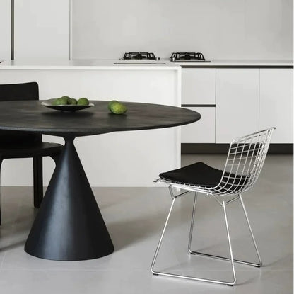 Mid-Century Modern Bauhaus Dining Chair — Minimalist Designer Steel Backrest Chair for Home