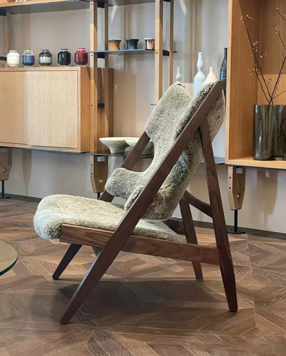 Solid Wood High-Back Lounge Chair — Minimalist Luxury & Creative Designer Style