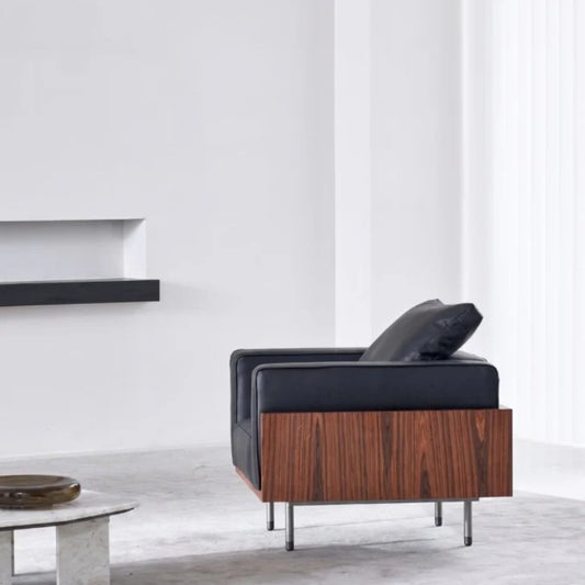 Brazilian Modernist Lounge Chair – Solid Wood & Plush Comfort