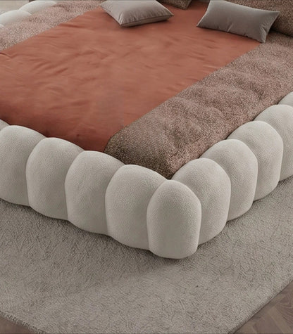 Roche Bobois-Style Football Bed — Premium Teddy Fabric for Wabi-Sabi Master Bedrooms