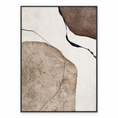 Arte da parete astratta e materica minimalista – Tela neutra con cornice in alluminio